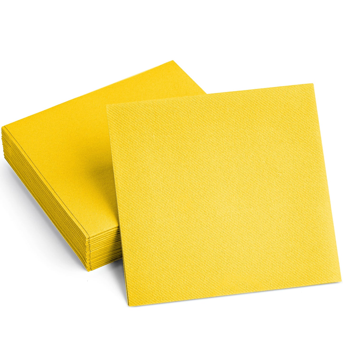 BG-CLN-YLOW/100, yellow linen-feel cocktail napkins on white background