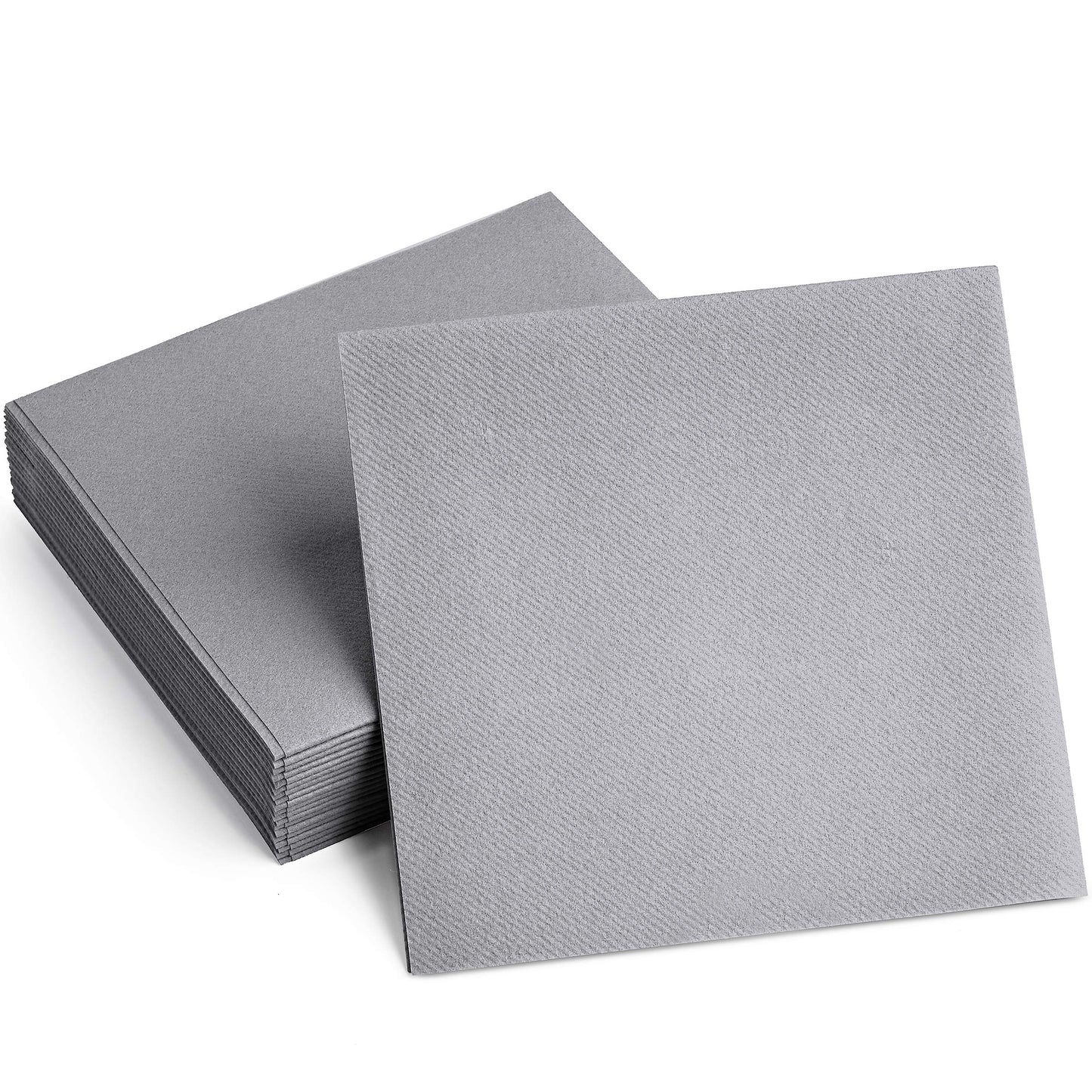 BG-CLN-GREY/100, grey linen-feel cocktail napkins on white background