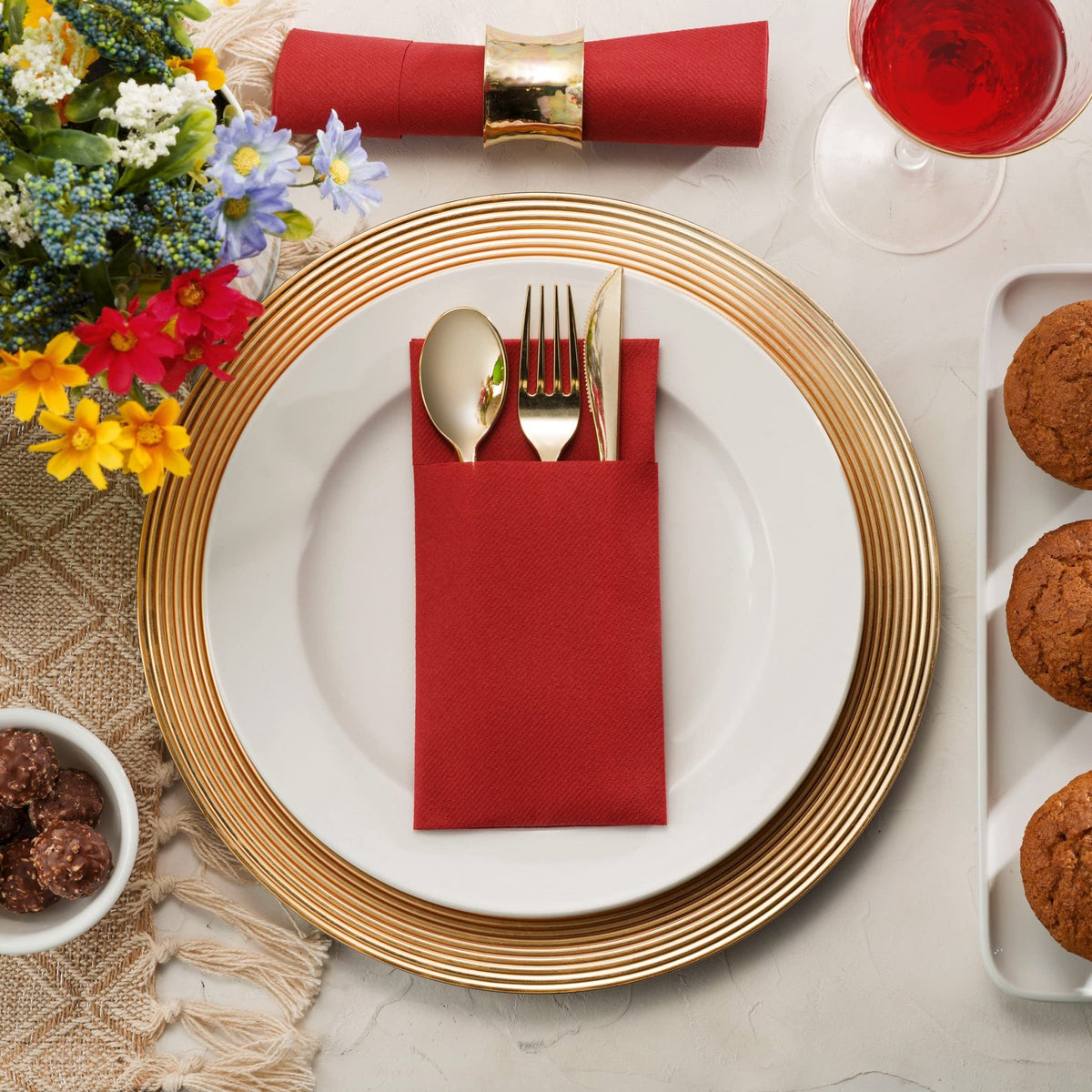Disposable Linen-Feel Dinner Pocket Napkins | Airlaid Paper, 12"x16" - Naptec Paper - Servietto