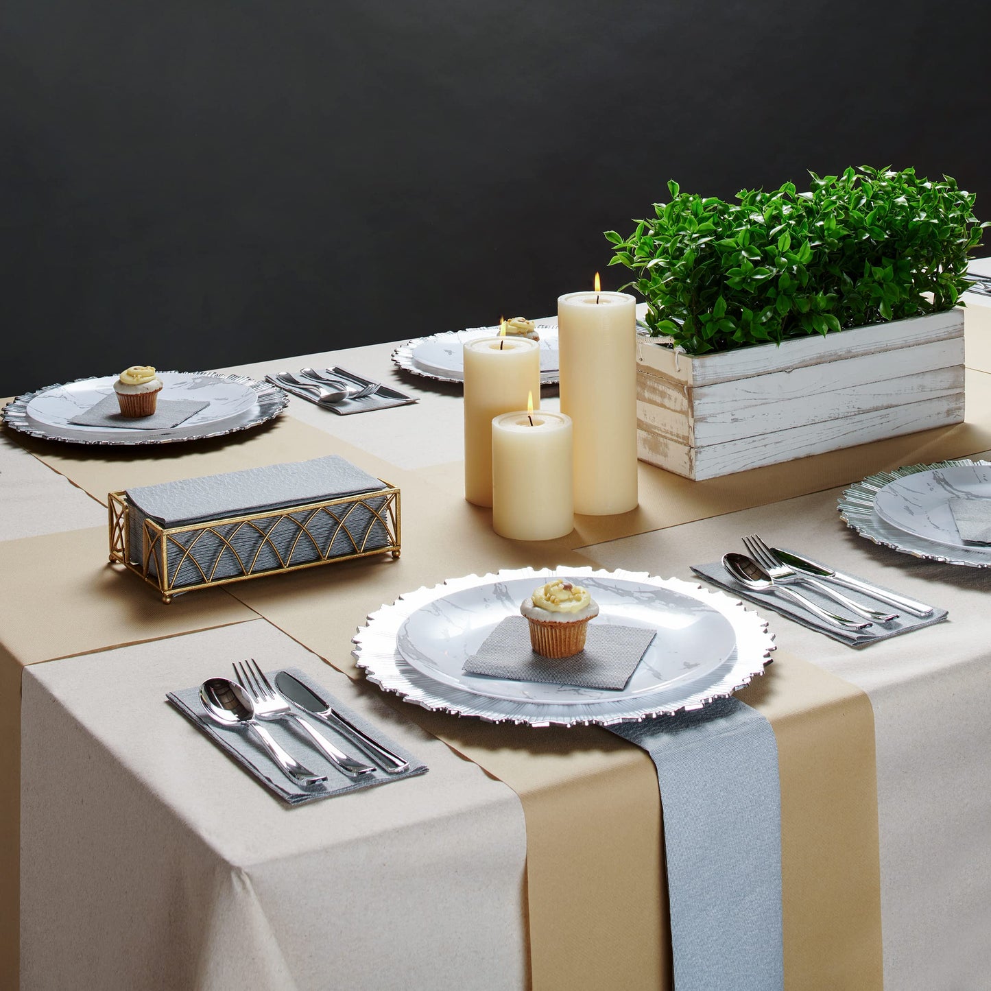 NP-LQBN-BKD-200, Naperee luncheon napkin with dotted black print used at upscale brunch