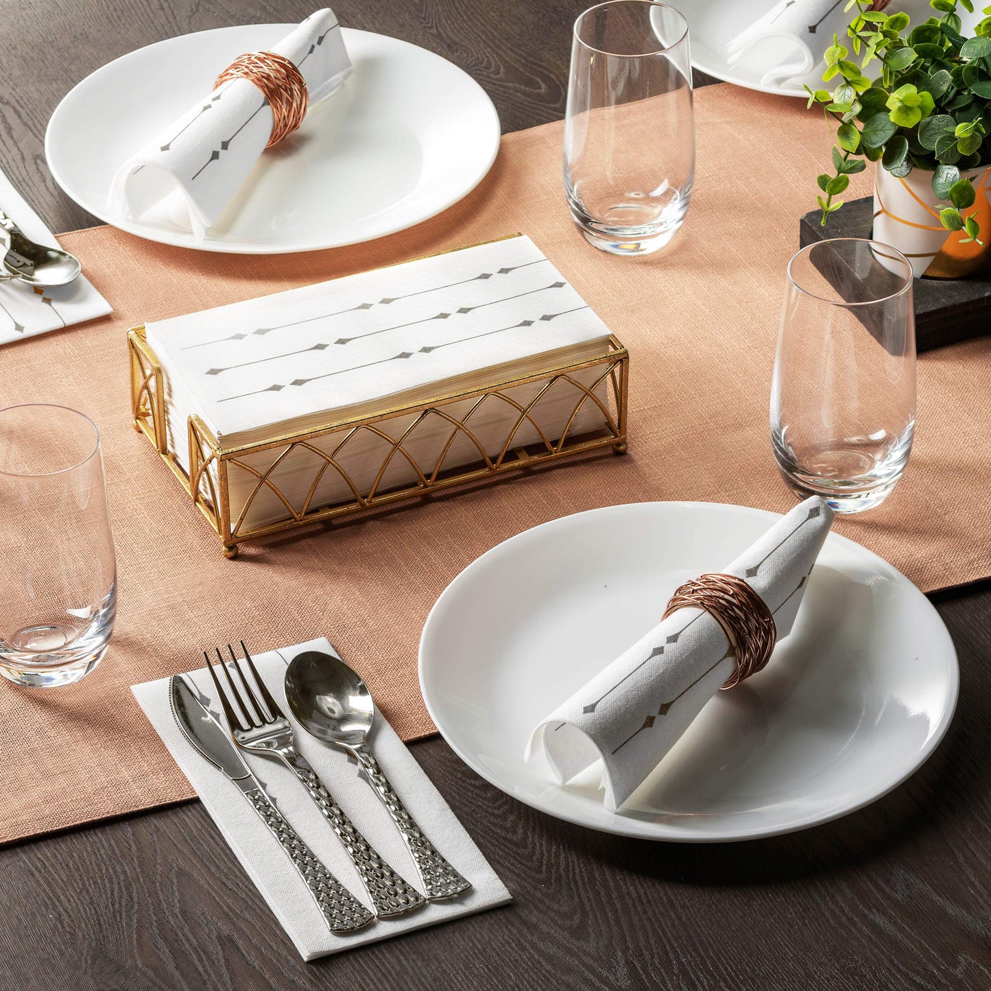 Elegant silver diamond decorative guest towel for formal event table settings