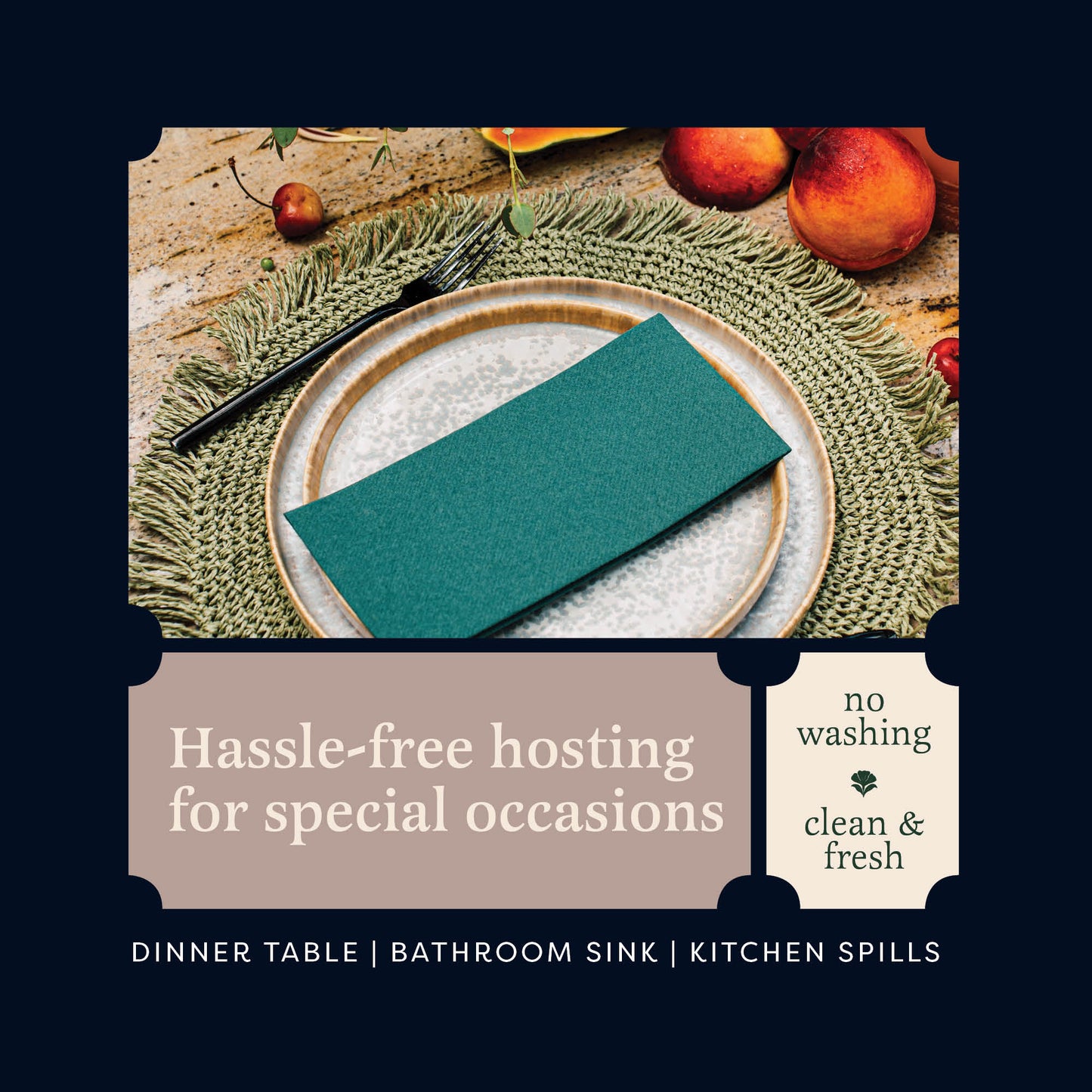 Disposable Linen-Feel Dinner Napkins | Airlaid Paper, 12"x17"