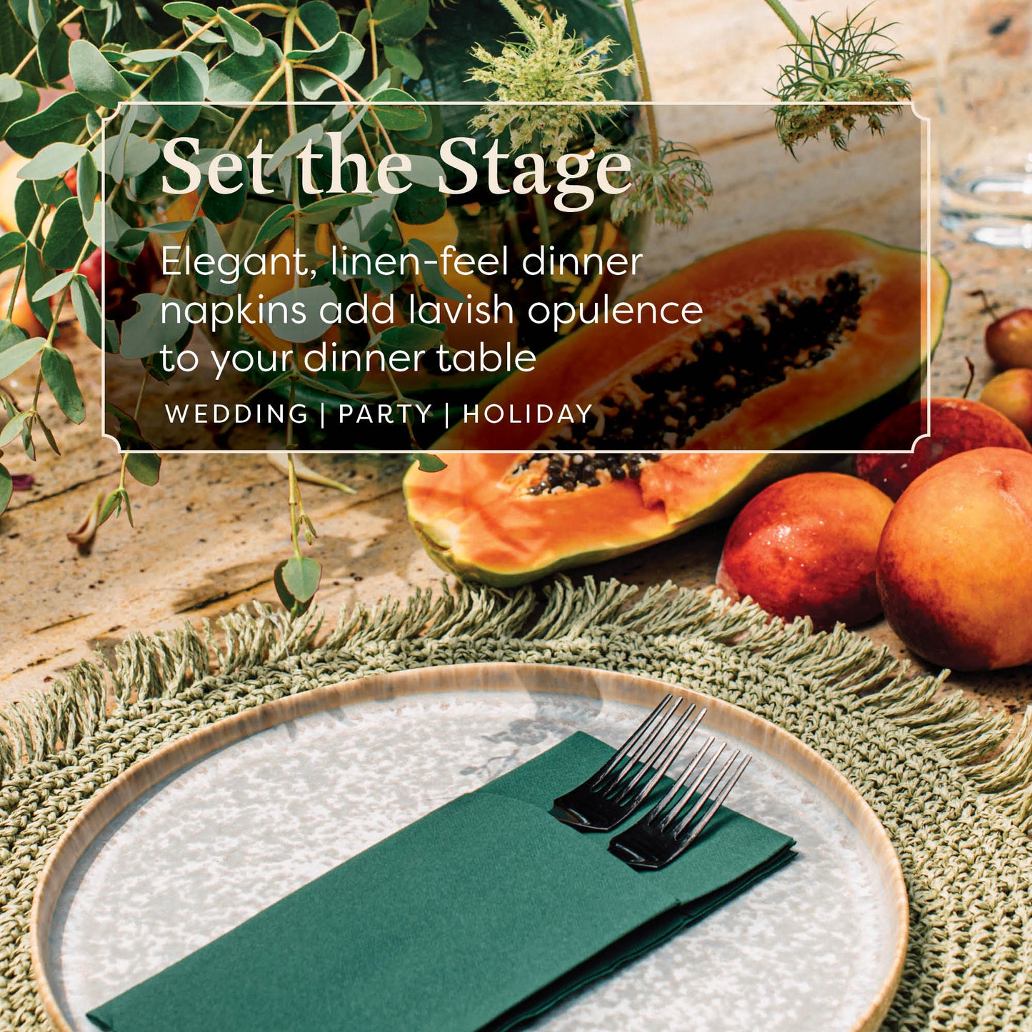 Disposable Linen-Feel Dinner Napkins with Pocket Napkins | Airlaid Paper, 16"x16"