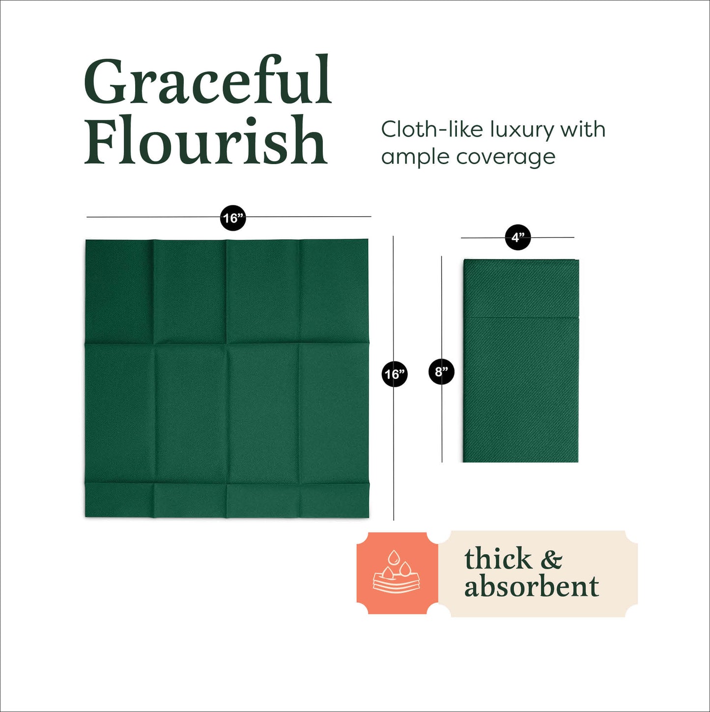 Disposable Linen-Feel Dinner Napkins with Pocket Napkins | Airlaid Paper, 16"x16"