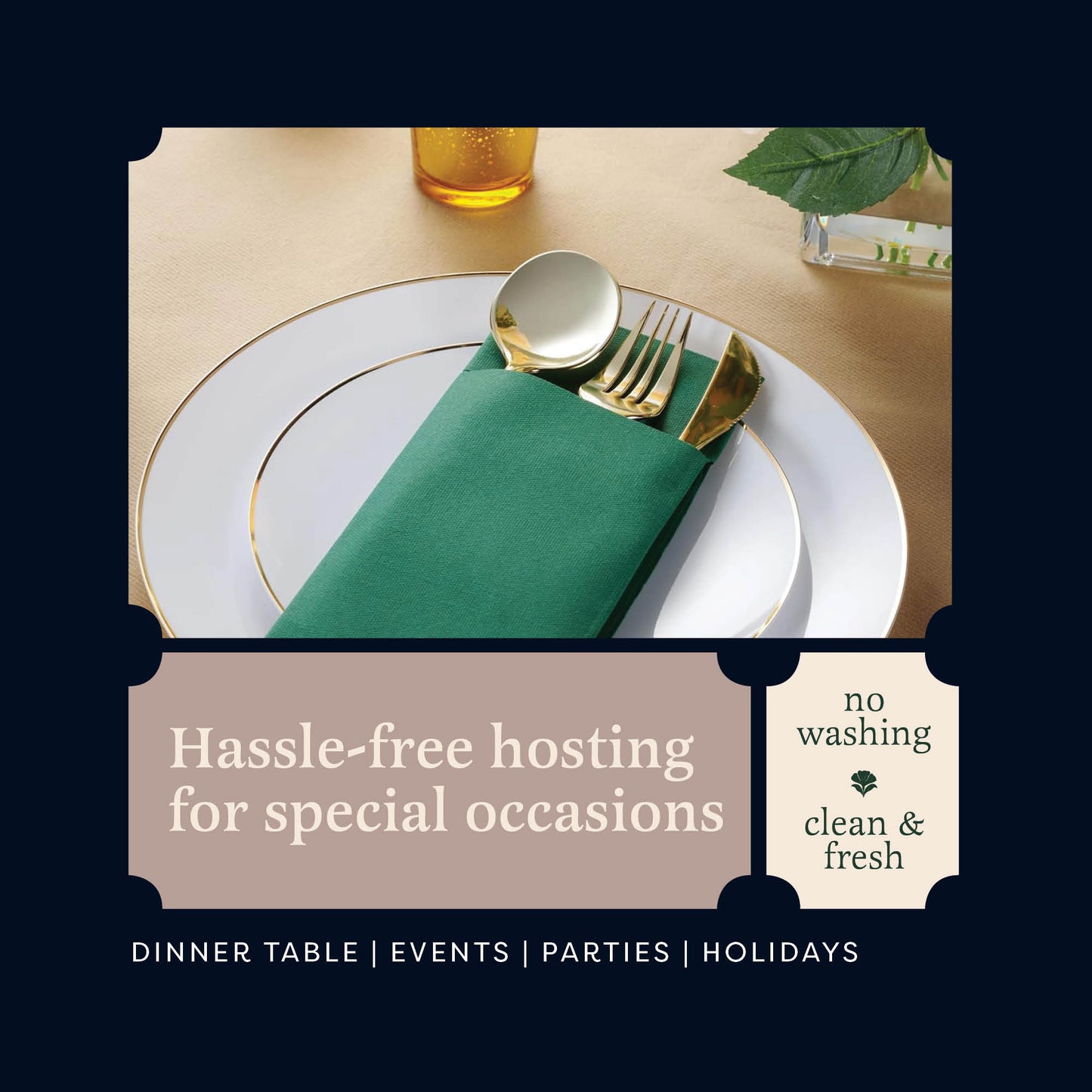 Disposable Linen-Feel Dinner Napkins with Pocket Napkins | Airlaid Paper, 16"x16"