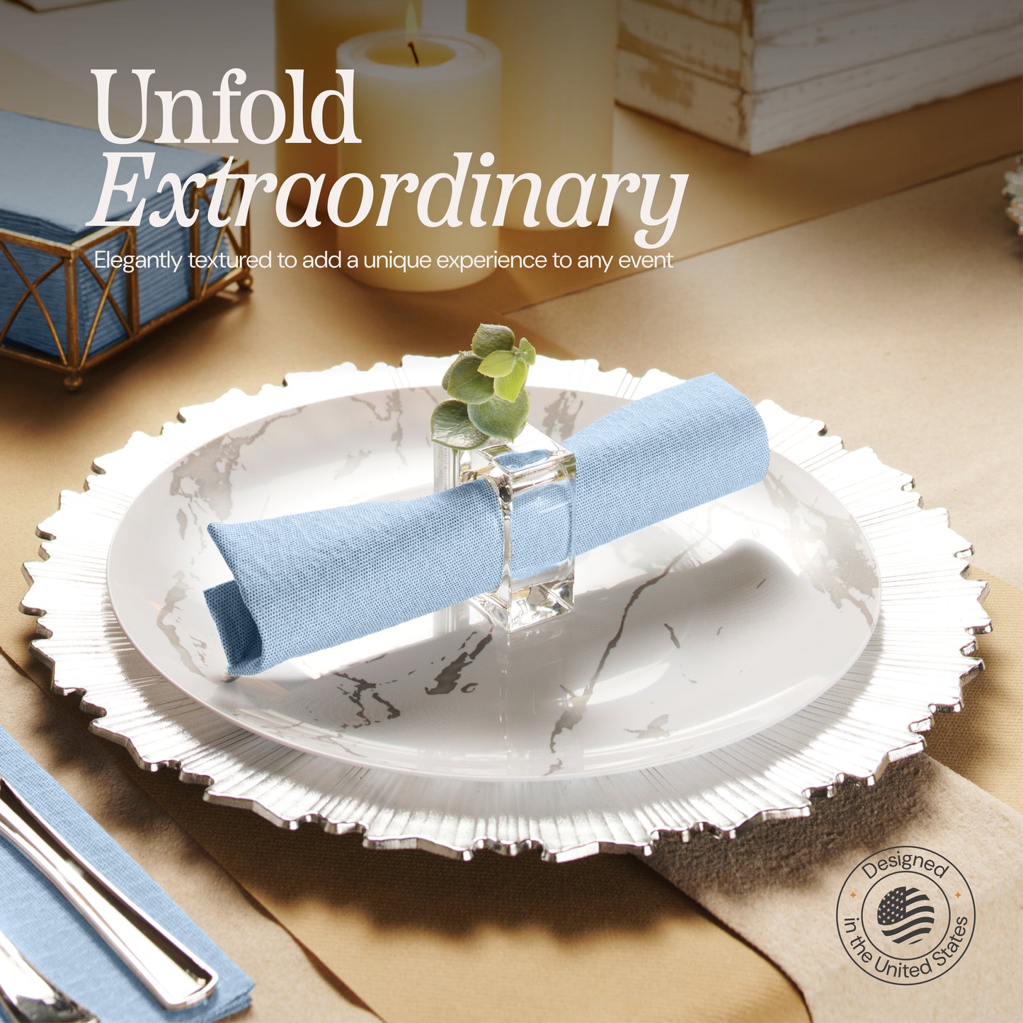 Naperee guest towel napkin unfolded—extraordinary softness, USA made
