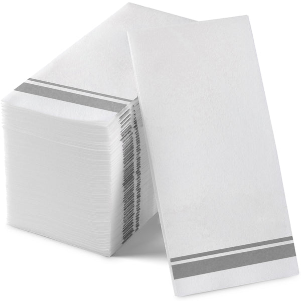 BloominGoods guest towel with silver design on white background