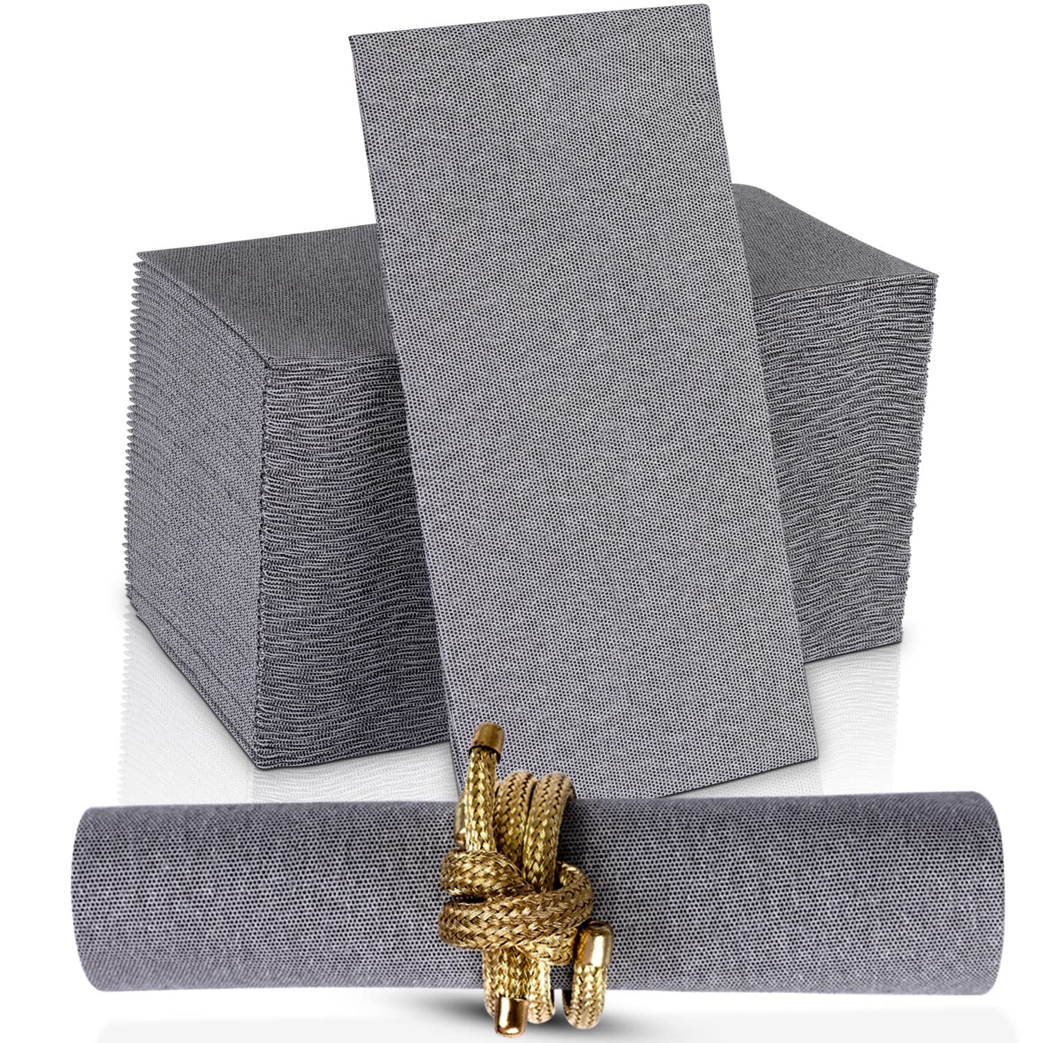 Elegant cloth-like guest towels with denim-inspired design.