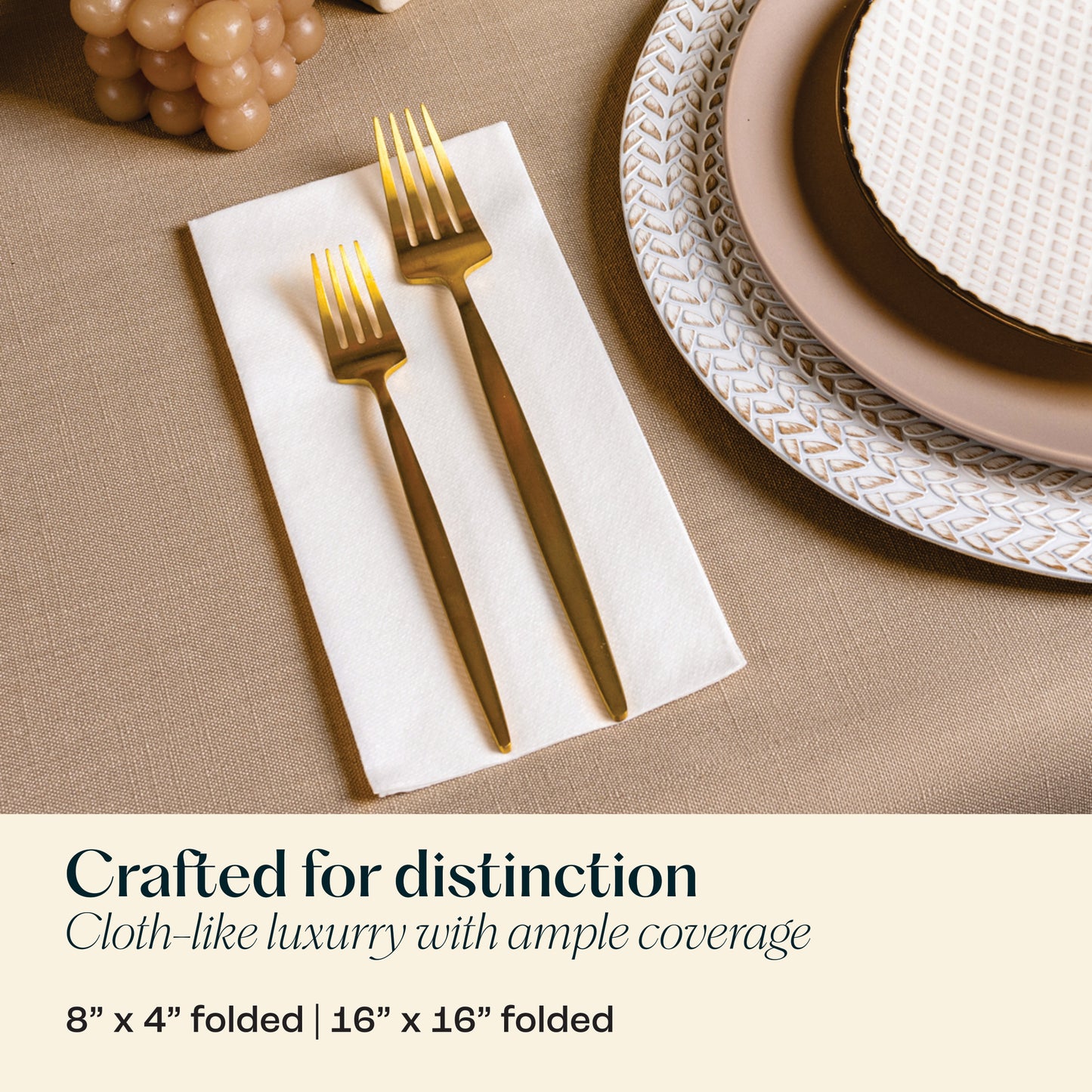Disposable Linen-Feel Dinner Napkins, Book-Fold Style | Airlaid Paper, 16"x16"