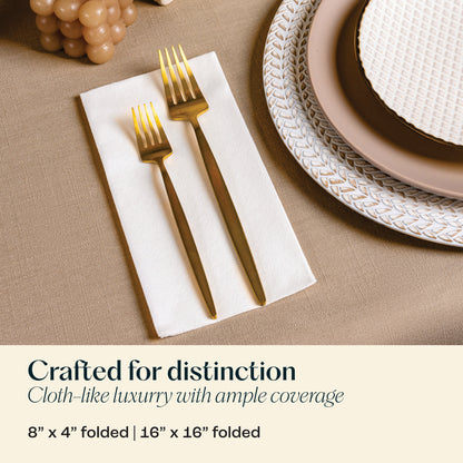Disposable Linen-Feel Dinner Napkins, Book-Fold Style | Airlaid Paper, 16"x16"