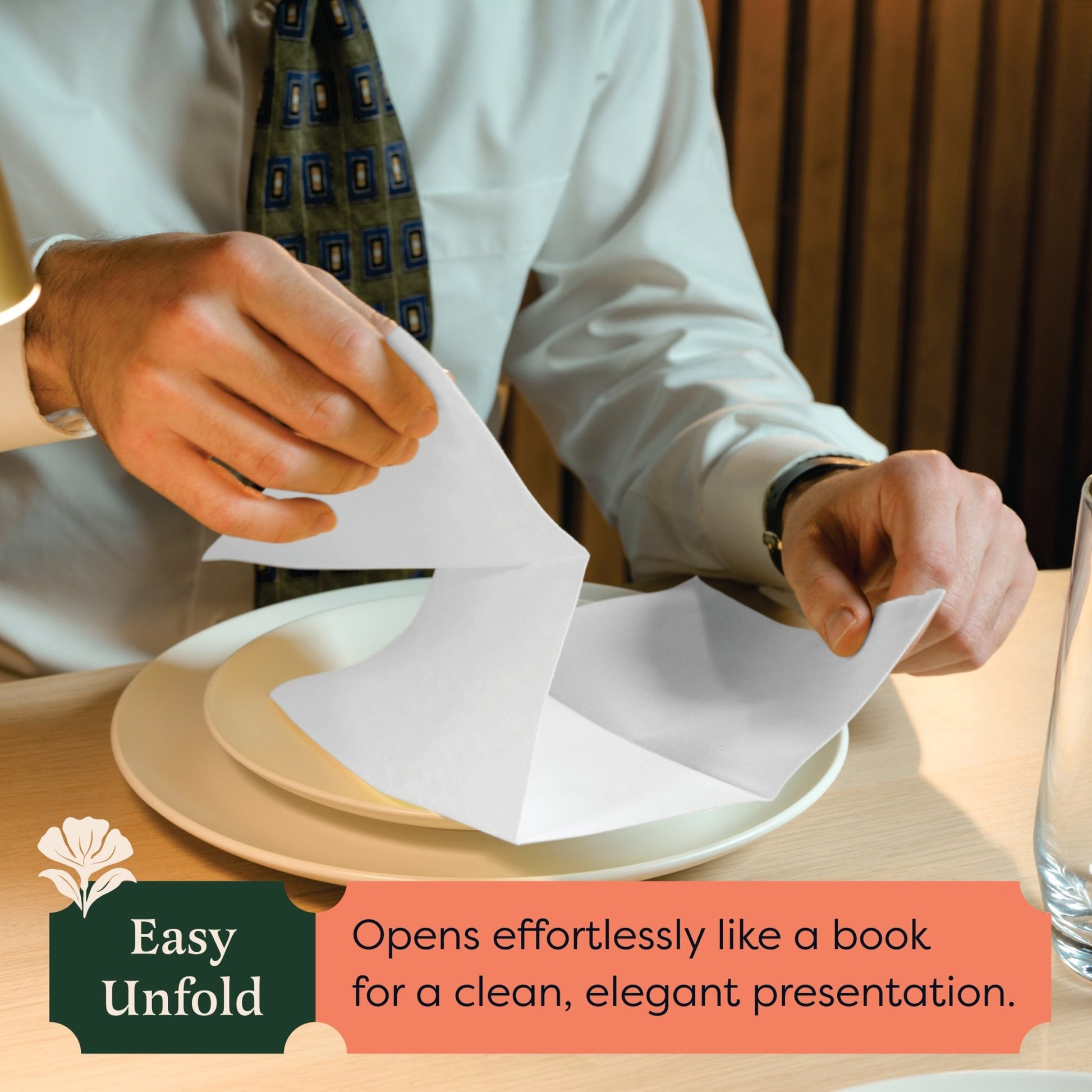 Disposable Linen-Feel Dinner Napkins, Book-Fold Style | Airlaid Paper, 16"x16" - Naptec Paper - BloominGoods