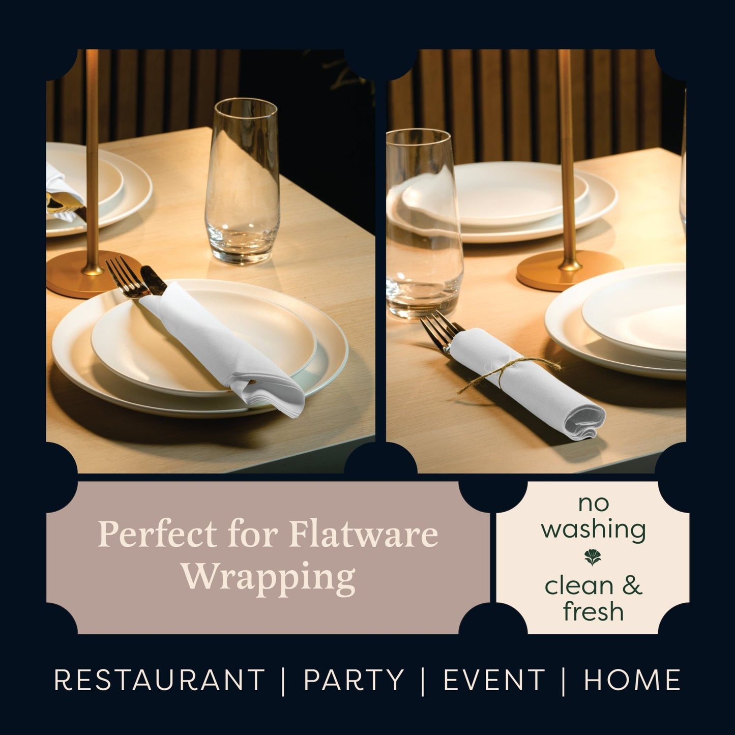Disposable Linen-Feel Dinner Napkins, Book-Fold Style | Airlaid Paper, 16"x16" - Naptec Paper - BloominGoods