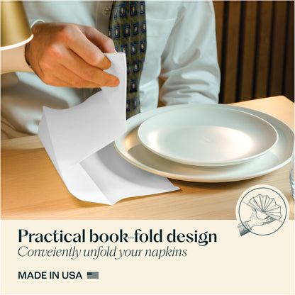 Disposable Linen-Feel Dinner Napkins, Book-Fold Style | Airlaid Paper, 16"x16"
