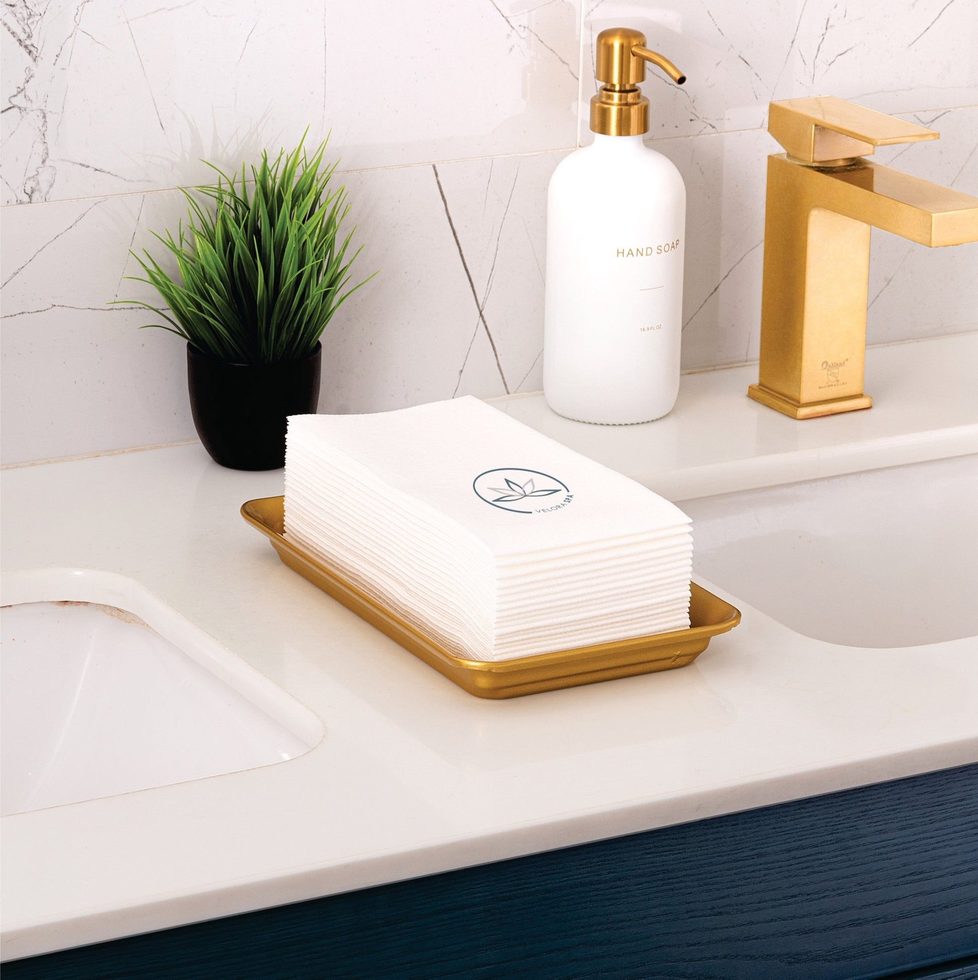 Disposable Bathroom Napkins | Linen-Feel Guest Towels | 12" x 17" White Airlaid Paper Napkins - Color Printing - Naptec Paper - BloominGoods