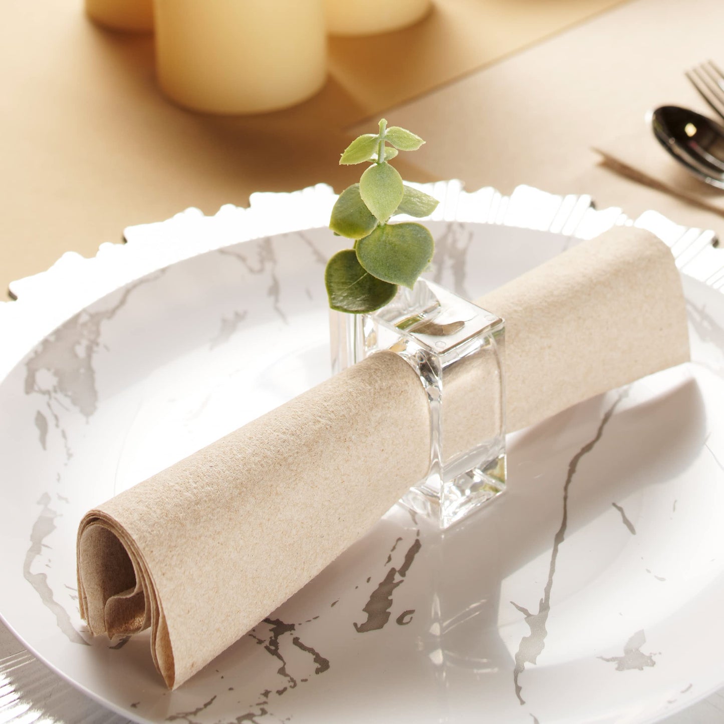 Disposable Cloth-Like Dinner Napkins | Natural, 17"x17"