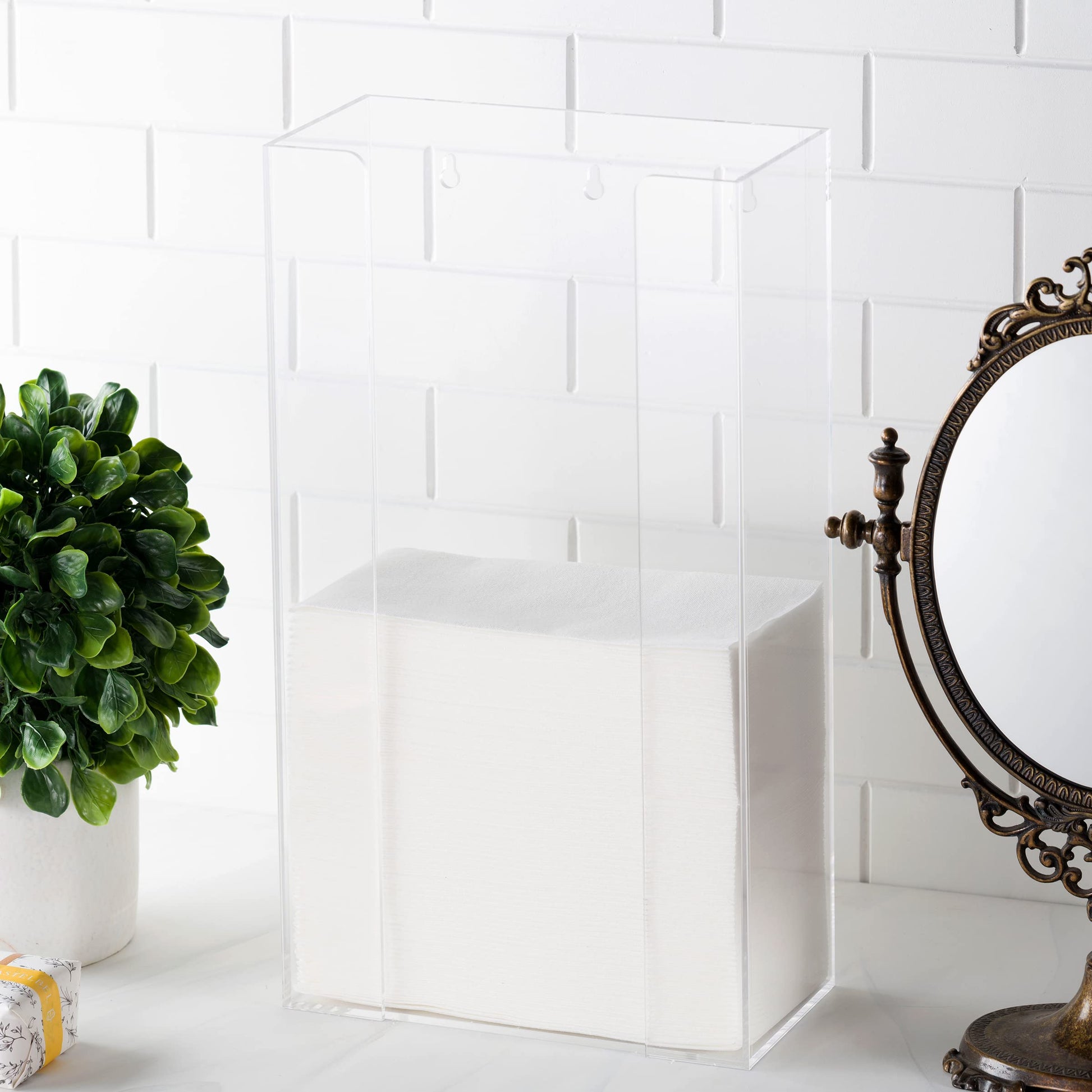 Guest Towel Holder, | Clear Acrylic | 9.25" x 5.75" x 8"H - Naptec Paper - BloominGoods
