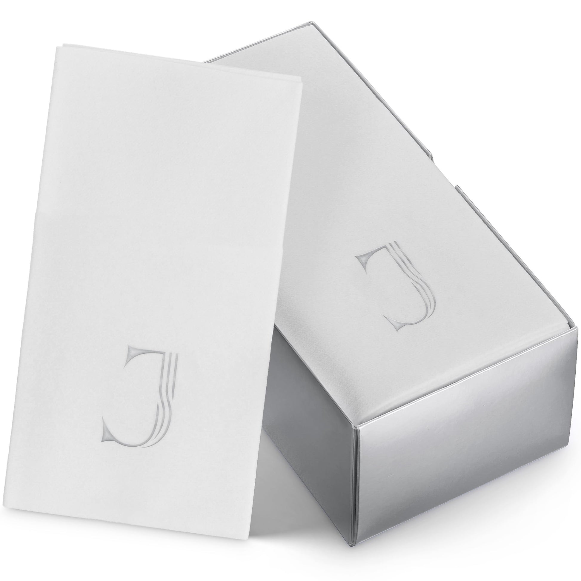 BG-TOLM-GT-WSS-J/50,Elegant disposable towel with silver J monogram 