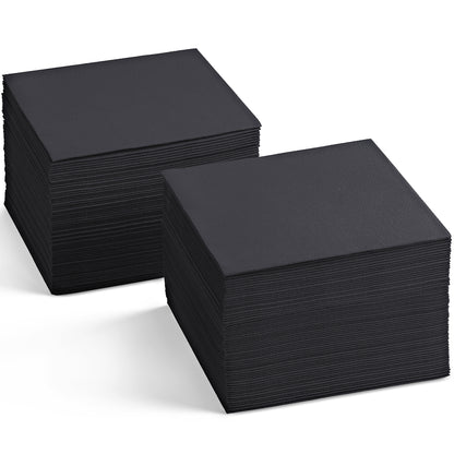 BG-CBN-BLCK/200,  black disposable linen-feel beverage napkins