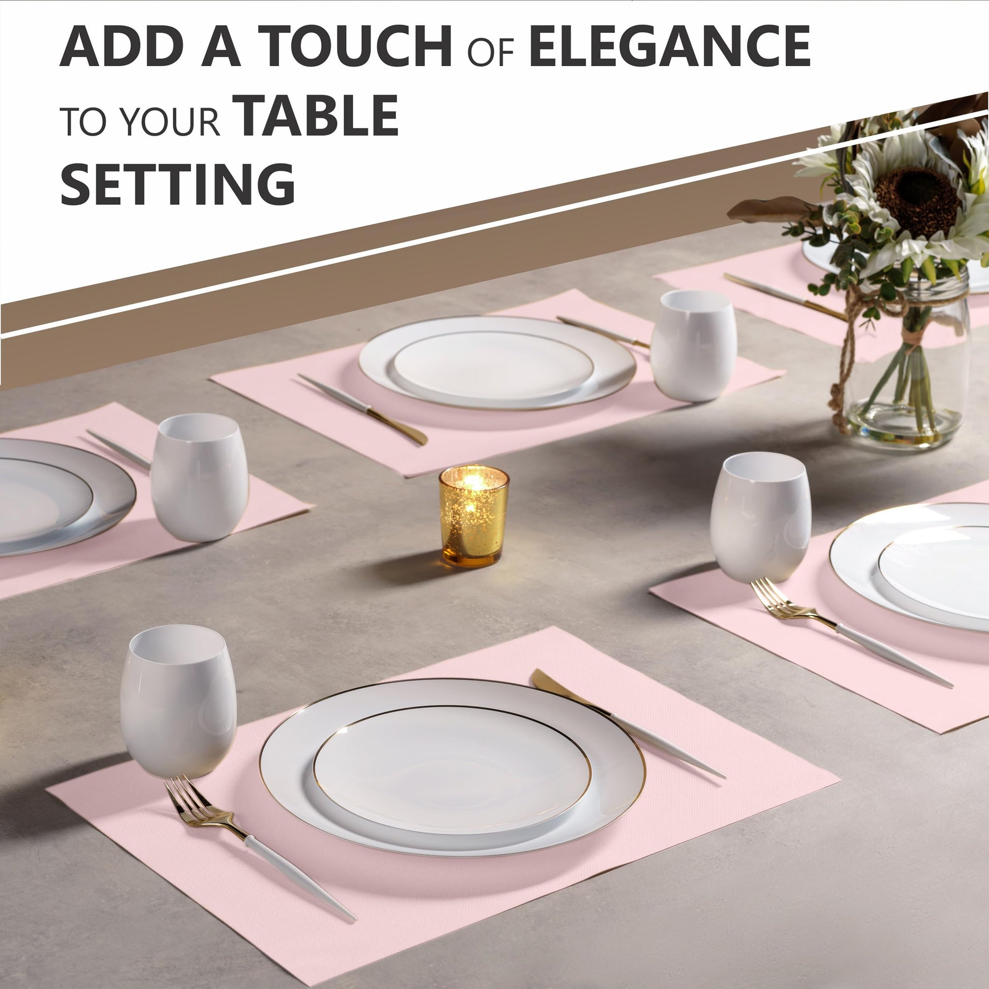 Disposable Linen-Feel Placemats| Airlaid Paper, 12"x18", 100-Pack - Naptec Paper - Servietto