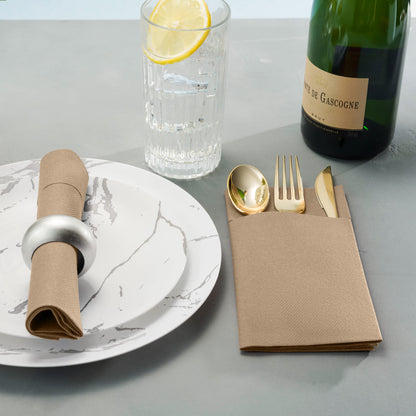 Disposable Linen-Feel Dinner Pocket Napkins | Airlaid Paper, 12"x16" - Naptec Paper - Servietto