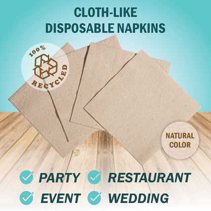 Disposable Cloth-Like Luncheon Napkins | Natural, 13"x13"