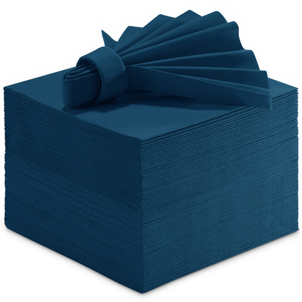 BG-CLLN-DBLU/50, Disposable blue cocktail napkins stacked