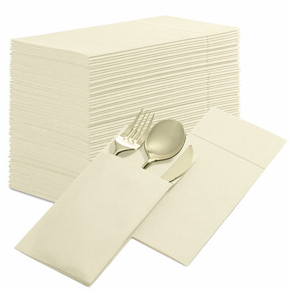 Disposable Linen-Feel Dinner Napkins with Pocket Napkins | Airlaid Paper, 16"x16" - Naptec Paper - BloominGoods