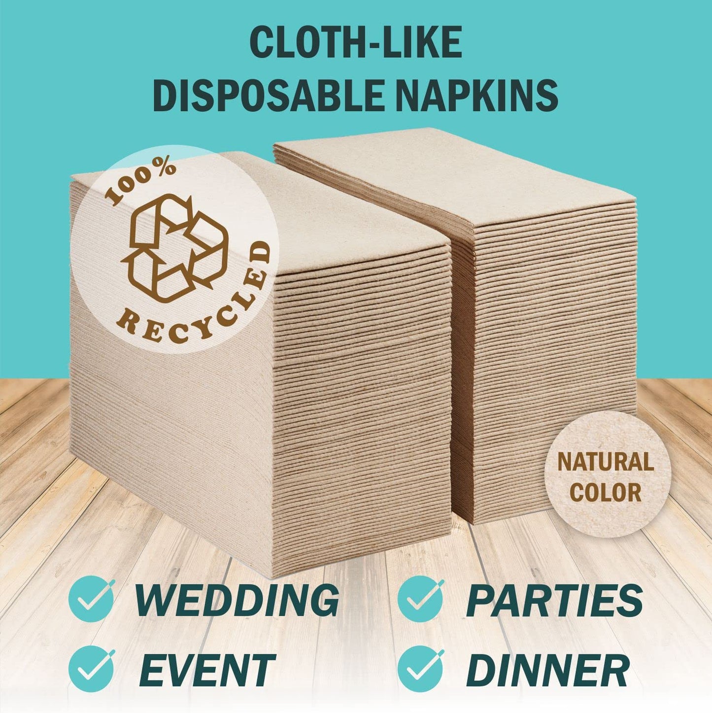 Disposable Cloth-Like Dinner Napkins | Natural, 17"x17"