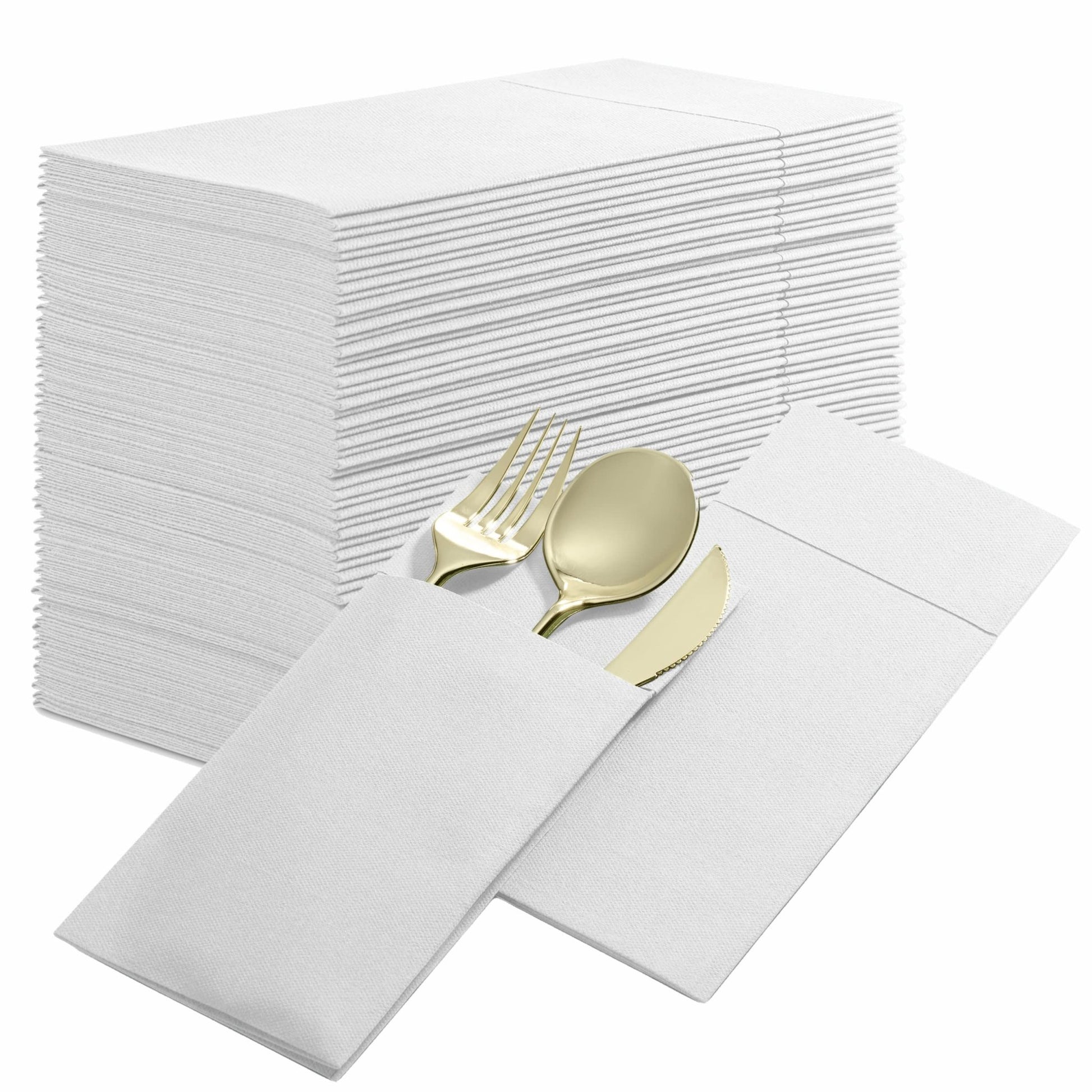 Disposable Linen-Feel Dinner Napkins with Pocket Napkins | Airlaid Paper, 16"x16" - Naptec Paper - BloominGoods