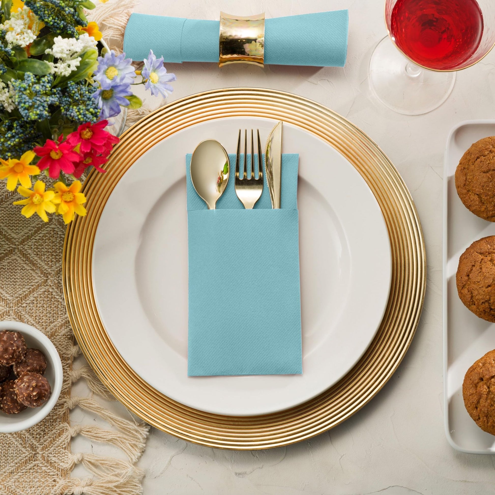 Disposable Linen-Feel Dinner Pocket Napkins | Airlaid Paper, 12"x16" - Naptec Paper - Servietto