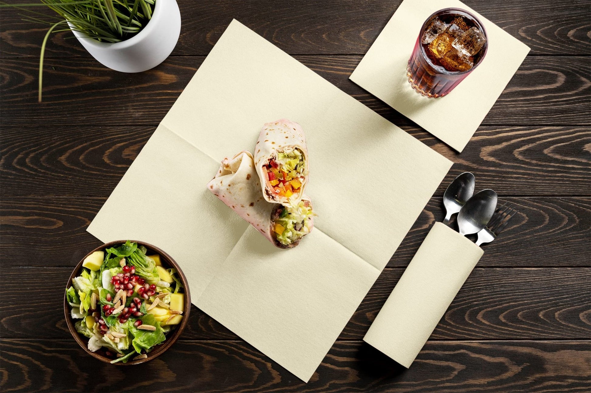 Disposable Linen-Feel Cocktail Napkins | Airlaid Paper, 8"x8" (unfolded), 100-Pack - Naptec Paper - BloominGoods