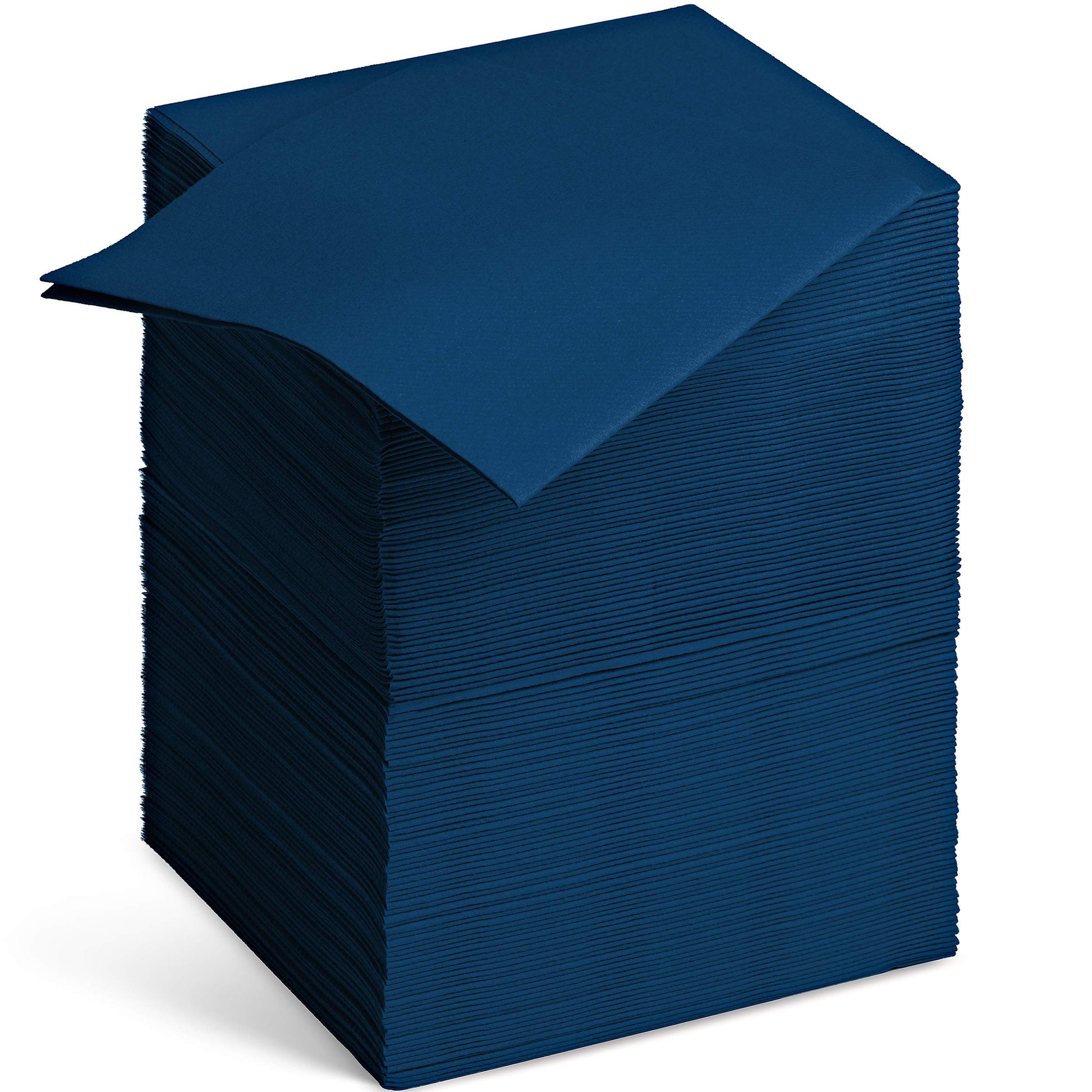 BG-CCN-DBLU/100, Disposable blue cocktail napkin stacked