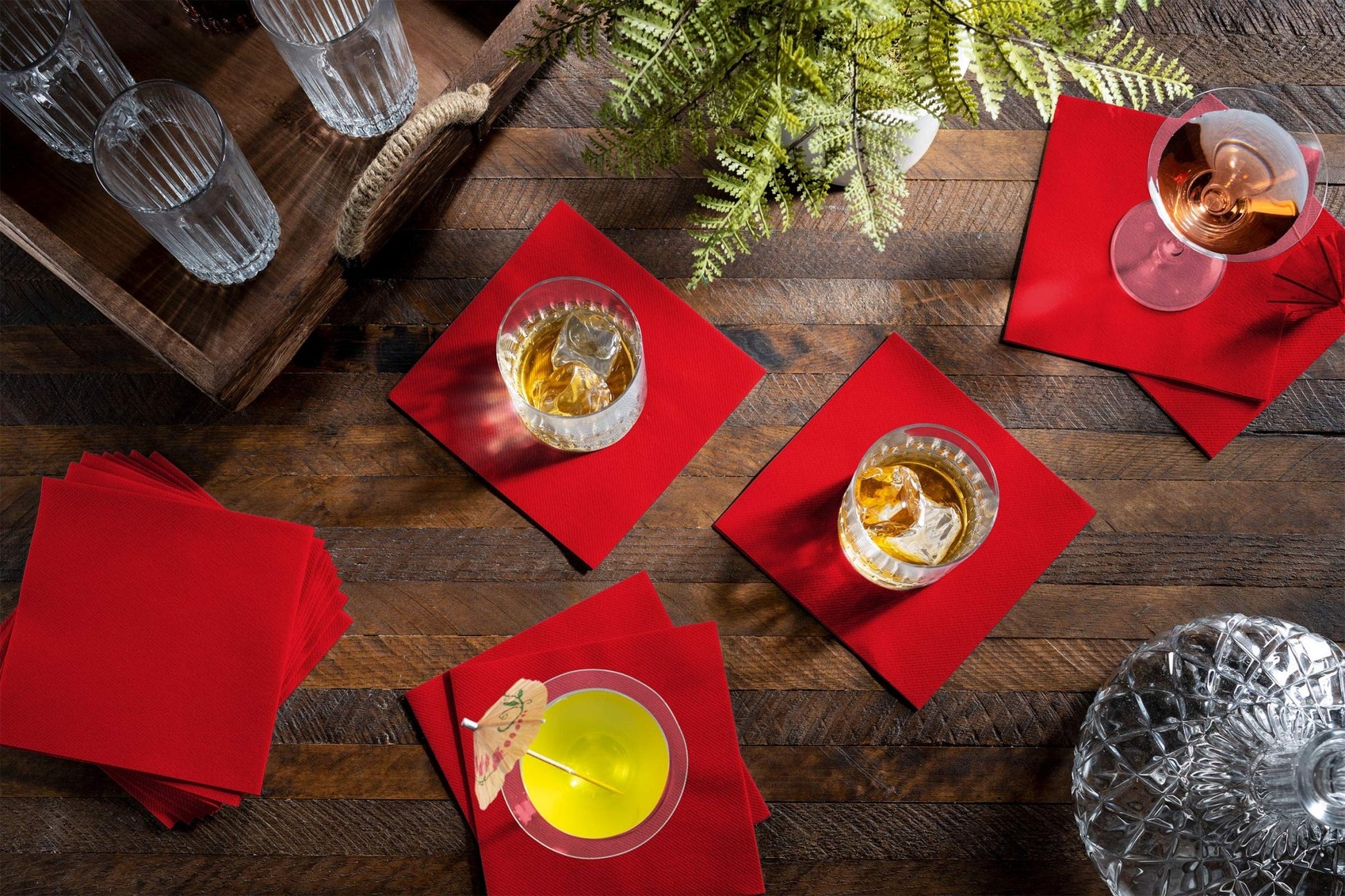 Disposable Linen-Feel Cocktail Napkins | Airlaid Paper, 8"x8" (unfolded), 100-Pack - Naptec Paper - BloominGoods