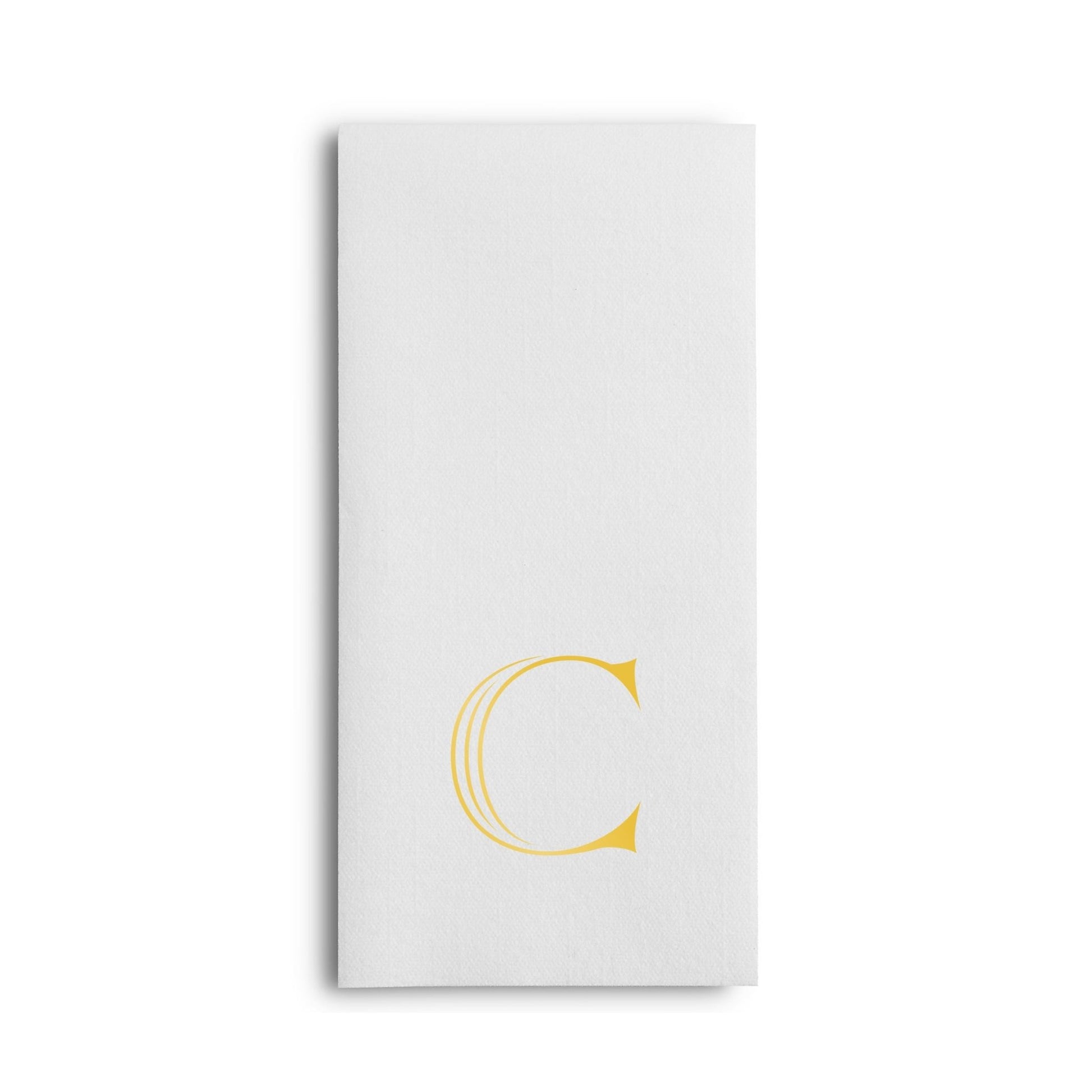 Disposable Linen-Feel White Guest Towel Napkins | Gold Foil Stamp Monogram, Airlaid Paper, 12"x17", 50-Pack - Naptec Paper - BloominGoods