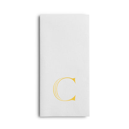 Disposable Linen-Feel White Guest Towel Napkins | Gold Foil Stamp Monogram, Airlaid Paper, 12"x17", 50-Pack - Naptec Paper - BloominGoods