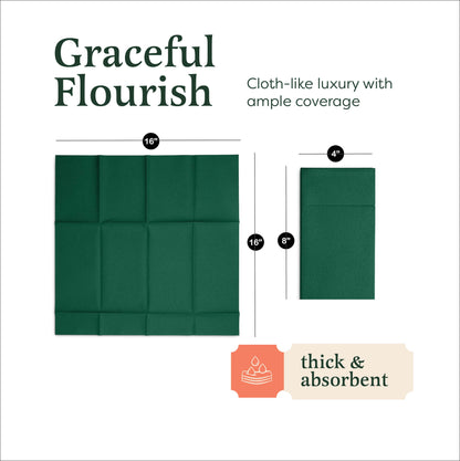 Disposable Linen-Feel Dinner Napkins with Pocket Napkins | Airlaid Paper, 16"x16"