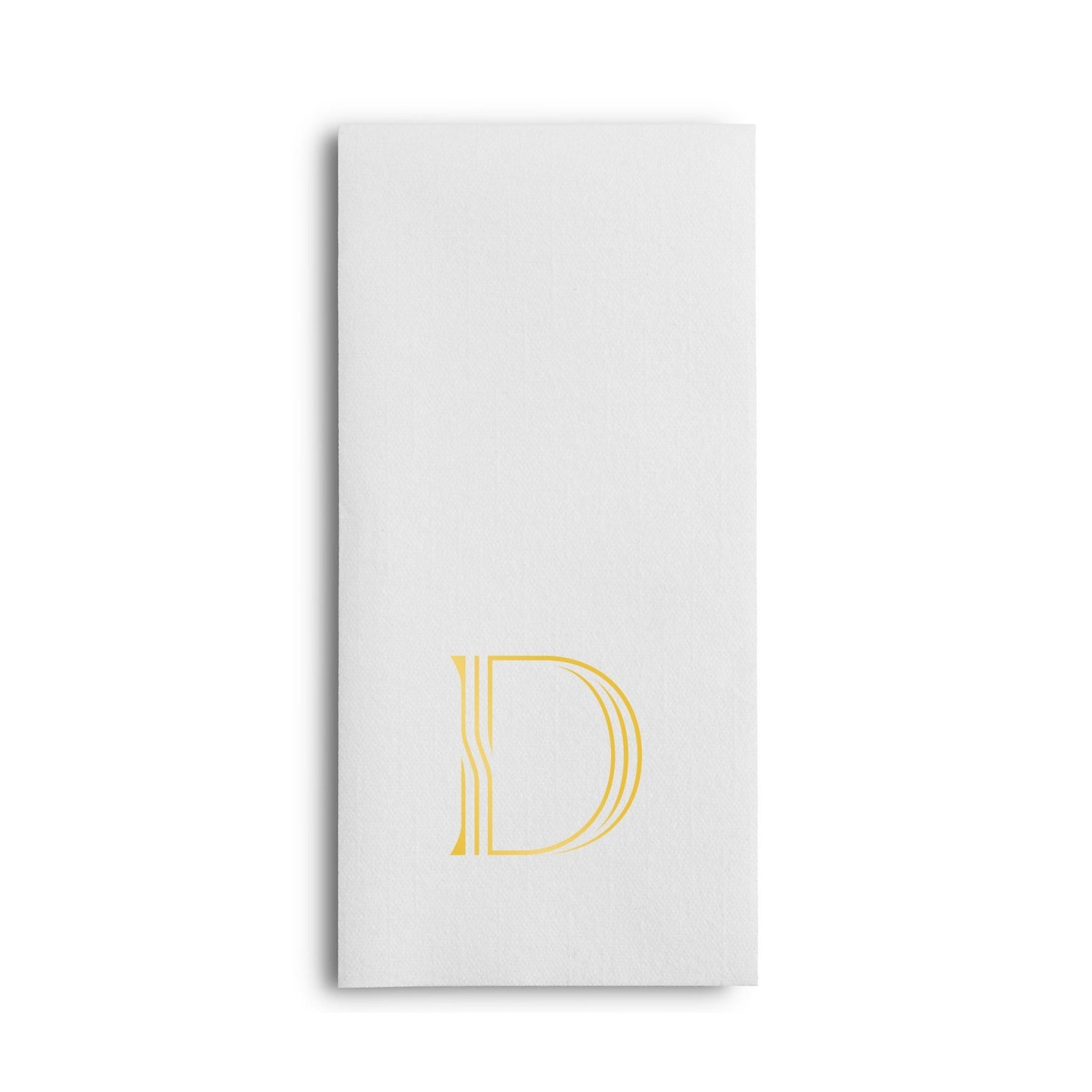 Disposable Linen-Feel White Guest Towel Napkins | Gold Foil Stamp Monogram, Airlaid Paper, 12"x17", 50-Pack - Naptec Paper - BloominGoods