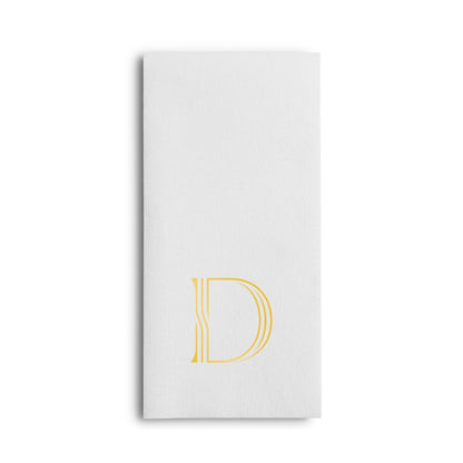 Disposable Linen-Feel White Guest Towel Napkins | Gold Foil Stamp Monogram, Airlaid Paper, 12"x17", 50-Pack - Naptec Paper - BloominGoods