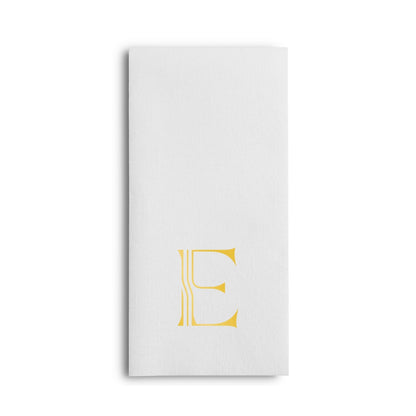 Disposable Linen-Feel White Guest Towel Napkins | Gold Foil Stamp Monogram, Airlaid Paper, 12"x17", 50-Pack - Naptec Paper - BloominGoods