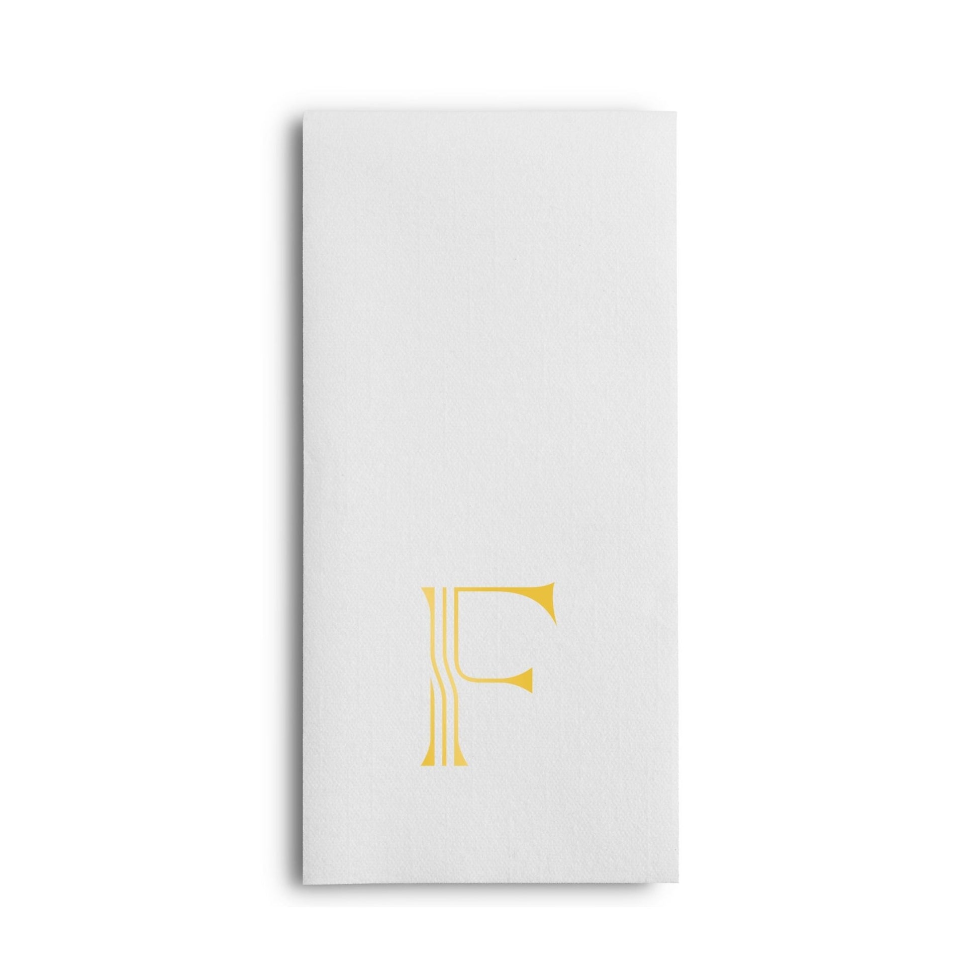 Disposable Linen-Feel White Guest Towel Napkins | Gold Foil Stamp Monogram, Airlaid Paper, 12"x17", 50-Pack - Naptec Paper - BloominGoods