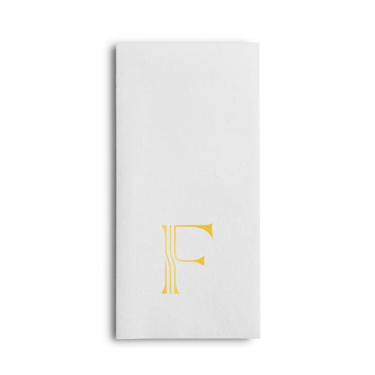 Disposable Linen-Feel White Guest Towel Napkins | Gold Foil Stamp Monogram, Airlaid Paper, 12"x17", 50-Pack - Naptec Paper - BloominGoods