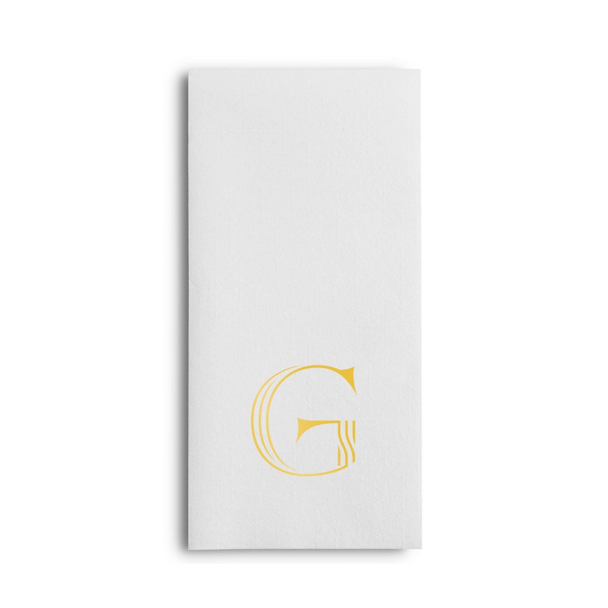 Disposable Linen-Feel White Guest Towel Napkins | Gold Foil Stamp Monogram, Airlaid Paper, 12"x17", 50-Pack - Naptec Paper - BloominGoods