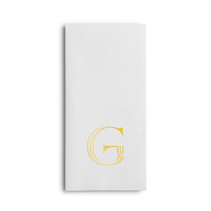 Disposable Linen-Feel White Guest Towel Napkins | Gold Foil Stamp Monogram, Airlaid Paper, 12"x17", 50-Pack - Naptec Paper - BloominGoods