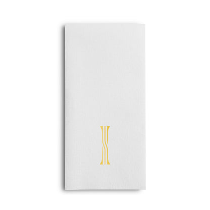 Disposable Linen-Feel White Guest Towel Napkins | Gold Foil Stamp Monogram, Airlaid Paper, 12"x17", 50-Pack - Naptec Paper - BloominGoods
