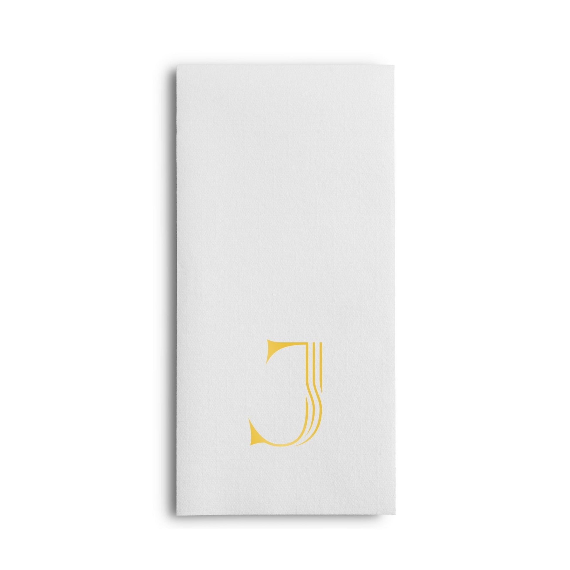 Disposable Linen-Feel White Guest Towel Napkins | Gold Foil Stamp Monogram, Airlaid Paper, 12"x17", 50-Pack - Naptec Paper - BloominGoods