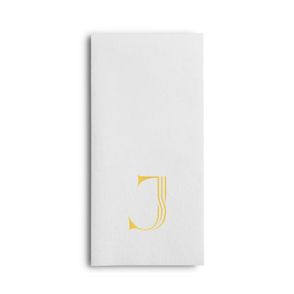 Disposable Linen-Feel White Guest Towel Napkins | Gold Foil Stamp Monogram, Airlaid Paper, 12"x17", 50-Pack - Naptec Paper - BloominGoods