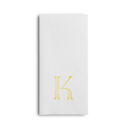 Disposable Linen-Feel White Guest Towel Napkins | Gold Foil Stamp Monogram, Airlaid Paper, 12"x17", 50-Pack - Naptec Paper - BloominGoods