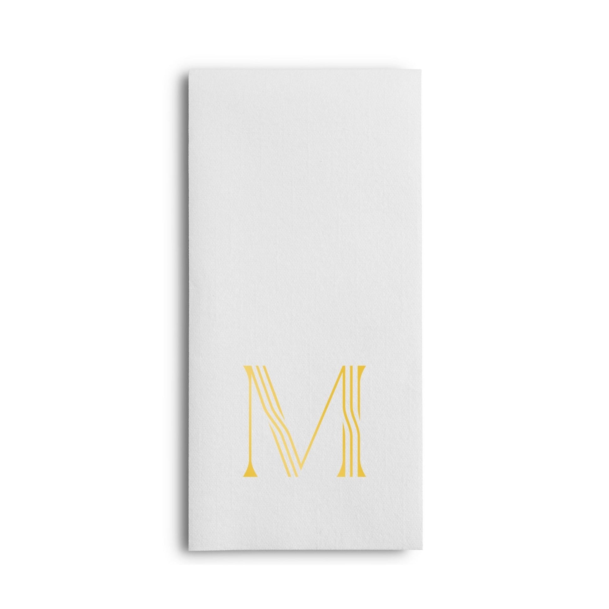 Disposable Linen-Feel White Guest Towel Napkins | Gold Foil Stamp Monogram, Airlaid Paper, 12"x17", 50-Pack - Naptec Paper - BloominGoods