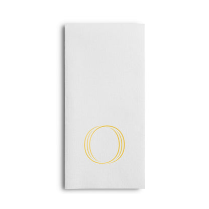Disposable Linen-Feel White Guest Towel Napkins | Gold Foil Stamp Monogram, Airlaid Paper, 12"x17", 50-Pack - Naptec Paper - BloominGoods