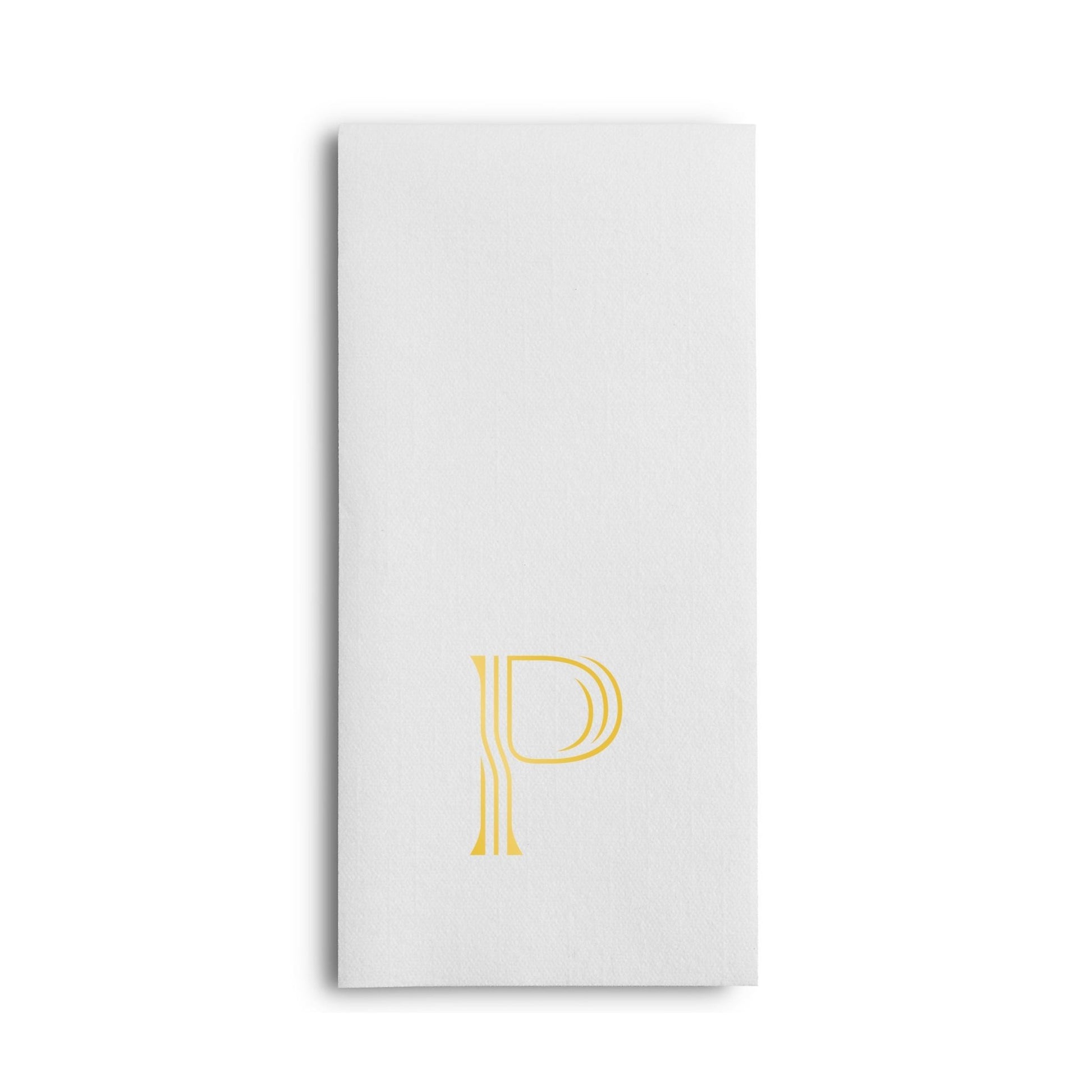 Disposable Linen-Feel White Guest Towel Napkins | Gold Foil Stamp Monogram, Airlaid Paper, 12"x17", 50-Pack - Naptec Paper - BloominGoods